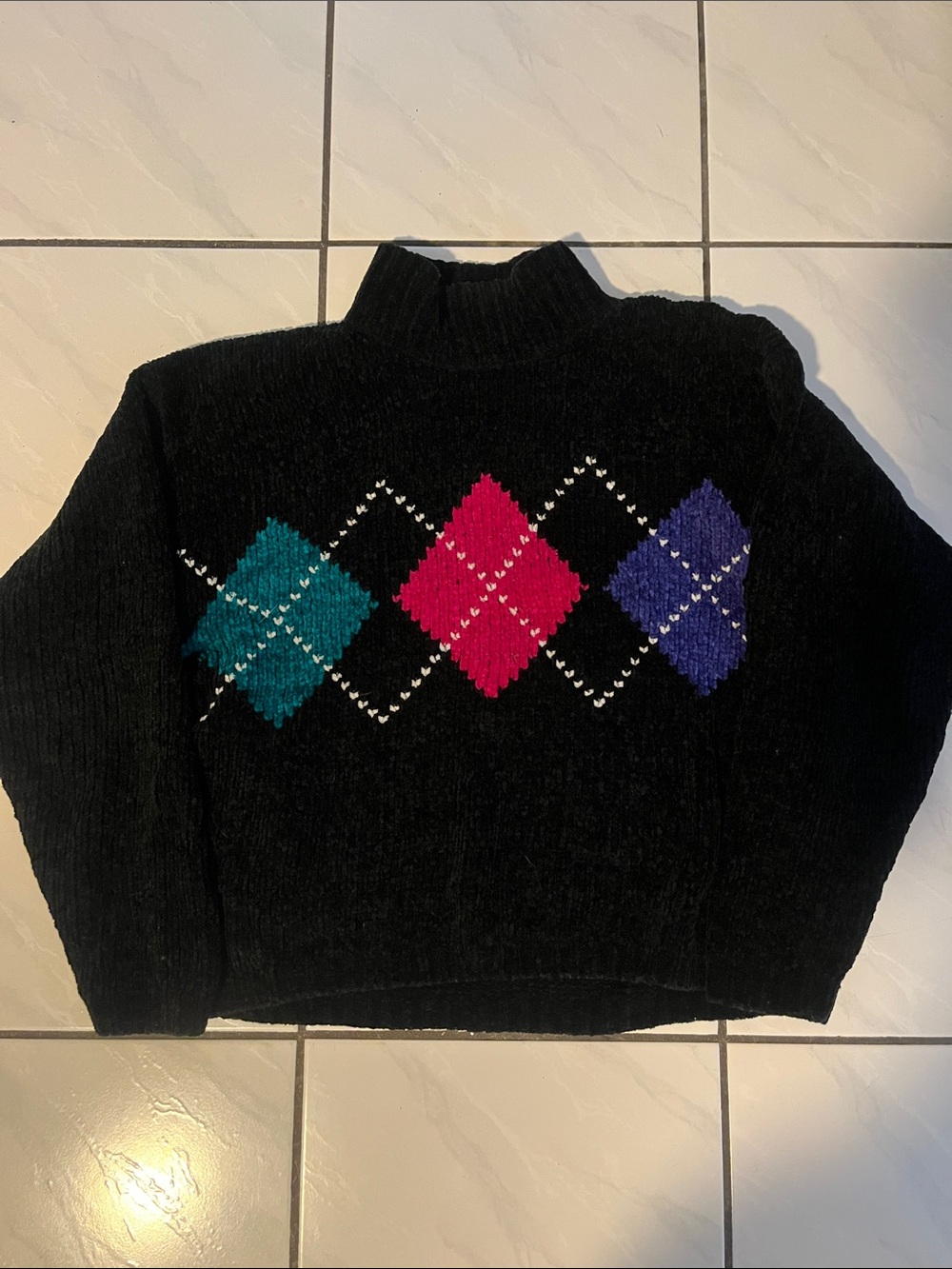 Vintage Argyle Mock Neck Sweater